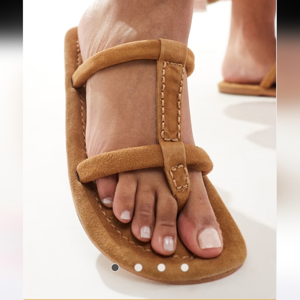 Free People Hadden Tan Suede T-Strap Sandals